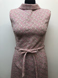 womens  vintage  Urban Village Vintage  round neck  pink  patterned dress  patterned  MOD  metallic  glitter  dress  collar dress  back zip  8  60s  1960s