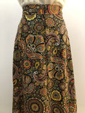 zip  womens  vintage  Urban Village Vintage  urban village  Skirts  skirt  patterned  pattern  Paisley Print  paisley inspired  paisley  orange  multi  MOD  midi skirt  maxi skirt  maxi  floral print  floral pattern  floral  black  8  70s  1970s