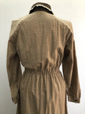 zip back  womens  winter  vintage  Victorian style  Victorian  Urban Village Vintage  sleeves  long sleeve  high neck  dogtooth  brown  70s  1970s  10