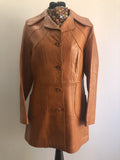 1960s Leather Jacket in Tan - Size 14