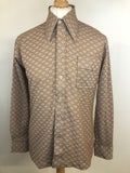 1970s Dagger Collar Patterned Shirt - Size UK L
