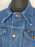 wrangler  western  vintage  pointed collar  medium  M  large collar  jacket  indigo  denim  dagger collar  blue  70  1970s