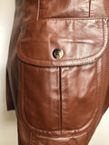 vintage  Urban Village Vintage  urban village  S  round collar  pockets  mens  long sleeve  Leather Jacket  Leather Coat  Leather  button  brown  70s  1970s