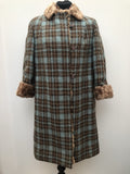 1960s Wool and Sheepskin Coat in Blue - Size 16
