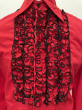 vintage  Urban Village Vintage  urban village  tuxedo shirt  Shirt  ruffle  retro  Red  pop boutique  MOD  Mens Shirts  mens  L  dagger collar  dagger  collar  button down  button  big collar