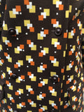 womens  vintage  Urban Village Vintage  square print  midi dress  midi  long sleeved  Elegant Lady  dress  collar  brown  70s  70  1970s  16