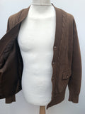 vintage  Urban Village Vintage  Suede  pockets  Mens jacket  mens coat  M  knitted  jacket  decorative buttons  cardigan  cardi  button down  brown  70