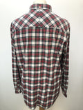 Fred Perry Check Shirt Red and White Size XL MOD Mens Clothing Button Down Collar Urban Village Vintage