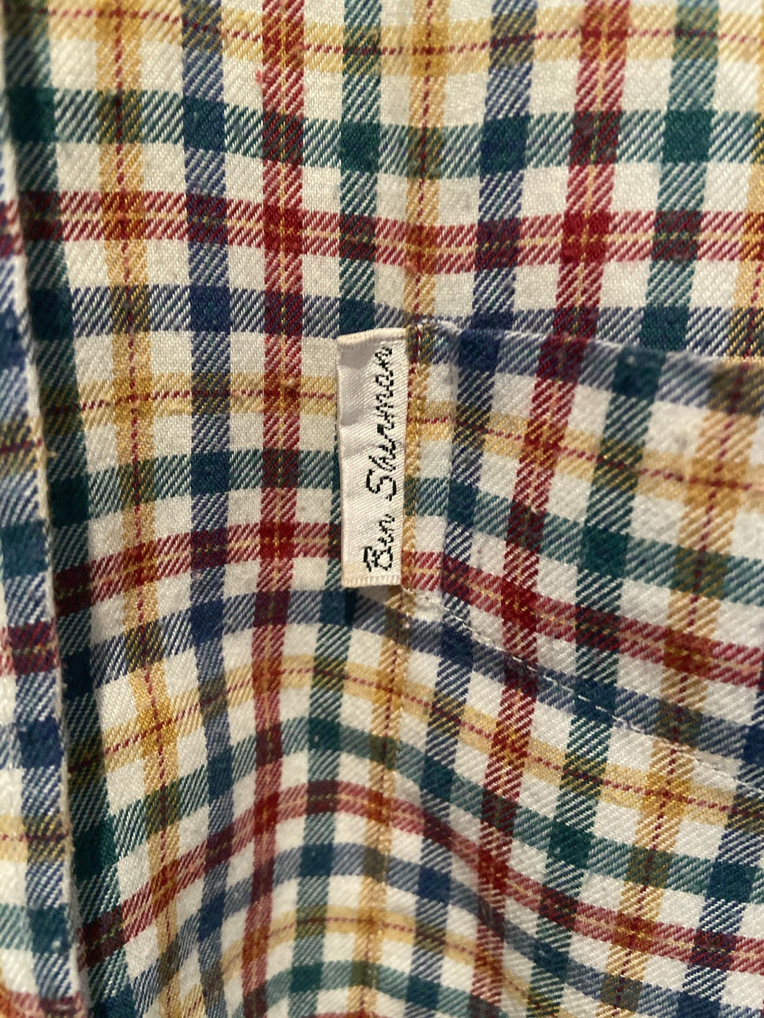 ben sherman shirt checked check plaid multi long sleeve button down 4xl 3xl mod mens vintage clothing urban village
