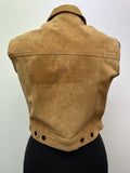 womens jacket  womens  waistcoat  vintage  Urban Village Vintage  urban village  tan  Suede Jacket  Suede  sleevless  press stud fastening  press stud  pockets  cut off  chest pockets  70s  1970s  12