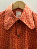 vintage  Urban Village Vintage  urban village  retro  print shirt  pattern  orange  MOD  mens  long sleeve  L  Justin  cuffs  collar  button  Beagle collar  beagle  60s  1960s