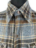 zero waste Wrangler vintage Urban Village Vintage urban village UK top thrifted thrift sustainable style store slow fashion shop shirt jacket second hand save the planet reuse recycled recycle recycable preloved pockets online multi mens Long sleeved top long sleeve L Green fleece lining fleece lined fashion ethical Eco friendly Eco dagger collar concious fashion collar clothing clothes chest pockets checkered checked check Blue Birmingham 70s 1970s