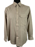 Vintage 1970s Striped Pattern Shirt in Light Brown by Gabicci - Size L