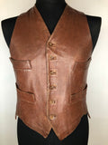 xs  wool  waistcoat  vintage  Urban Village Vintage  urban village  thick  sleeveless  pockets  mens  LEATHER  front pockets  button front  brown  50s  1950s