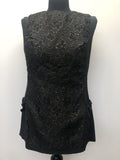 zip  womens top  womens  waist belt  vintage  vest  Urban Village Vintage  urban village  tunic  tops  top  metallic stitch  metallic  gold metallic  Frank Usher  disco  black  back zip  70s  1970s  10