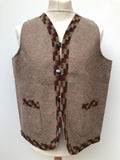 wool  waistcoat  vintage  vest  Urban Village Vintage  urban village  square pattern  sleevless  mens  Jacket  hippie  festival  brown  boho  70s  1970s