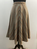 1970s Grey Chevron Stripe High Waisted Midi Circle Skirt - UK 8