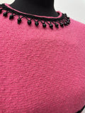 zip  wool  womens  waist belt  vintage  Urban Village Vintage  urban village  short sleeved  short sleeve  pink  MOD  midi dress  midi  dress  beading detail  beading  back zip  60s  1960s  12