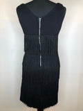 womens  vintage  Urban Village Vintage  MOD  mini dress  gatsby  fringing  flapper girl  flapper dress  flapper  dress  black  back zip  8  60s  1960s  1920s