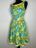 zip  yellow  womens  white  vintage  Urban Village Vintage  urban village  summer dress  summer  spring  shirt waist  rockabilly  midi dress  midi  mid century  dress  cotton dress  cotton  abstract  8  50s  1950s