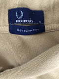 winter  vintage  Urban Village Vintage  urban village  short sleeved  short sleeve  S  MOD  mens  Logo design  logo  Fred Perry  fred  embroidered logo  cotton pique  Cotton  button  brown  beige