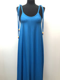 1970s Bead Strap Maxi Dress in Blue - Size 10