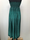 8  zip  womens  vintage  Urban Village Vintage  urban village  St Michael  leaf print  Green  evening dress  dress  bandeau dress  back zip  70s  1970
