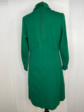 Vintage 1960s Roll Neck Long Sleeve Mod Dress in Green by David Gibson - Size UK 12