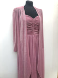 womens  vintage  Urban Village Vintage  urban village  two piece  pink  metallic  maxi dress  long dress  lightweight jacket  John Charles  glitter  evening dress  dress  crochet  70s  70  1970s  10