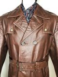 vintage  Urban Village Vintage  urban village  suede and leathercraft limited  pockets  mens  made in england  long sleeve  Leather Jacket  Leather  L  jacket  coat  brown  Belted waist  belted jacket  belted  belt  70s  1970s