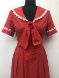 womens  white polka dot  vintage  Urban Village Vintage  sailor collar  red  Polka Dot  dress  crochet trim  50s  1950s  10