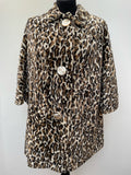 1950s Faux Leopard Fur Cape Coat - Size 16