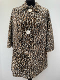 womens jacket  womens coat  womens  Winter Coat  vintage  Urban Village Vintage  urban village  sleeve  silk  short sleeved  retro  MOD  long cape  lining  lepoard print  Jacket  decorative buttons  collar dress  collar  cheetah print  Cape Coat  cape  button down  animal print  60s  1960s