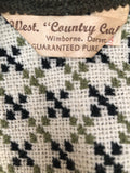 Wool Blend  wool  womens  west country crafts  waistcoat  vintage  vest  Urban Village Vintage  urban village  tunic  tapestry  sleevless  pure wool  Green  60s  1960s  100% Wool  10