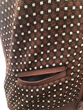 waistcoat  vintage  Urban Village Vintage  urban village  square print  sleevless  pockets  patterned  mens  M  knitwear  knitted  knit  Jacket  button down  brown  70s  1970s
