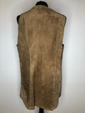 zip front  womens  vintage  Urban Village Vintage  urban village  suede  stitch detailing  stitch detail  press stud fastening  press stud  long waistcoat  button front  brown  60s  1960s