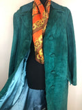 womens coat  womens  vintage  Urban Village Vintage  urban village  Suede Jacket  Suede  MOD  midi  long sleeve  leather trim  Leather  green  coat  60s  1960s  14