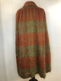 wool  womens  vintage  Urban Village Vintage  urban village  orange  mohair  m  long cape  Green  collar  checkered  checked  check  Cape Coat  cape  Andrew Stewart  60s  1960s