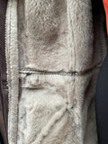 womens coat  womens  Winter Coat  vintage  Urban Village Vintage  urban village  stitch detailing  stitch detail  Sheepskin  shearling  long sleeve  long length coat  long coat  Jacket  dark brown  coat  button down  brown stitch  brown  8  60s  1960s