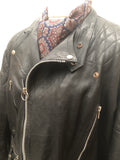 XL  vintage  Motorcycle  mens  Leather Jacket  Leather detailing  Leather  Jacket  fringing  Black Leather  Black  Biker Jacket  Biker Urban Village Vintage
