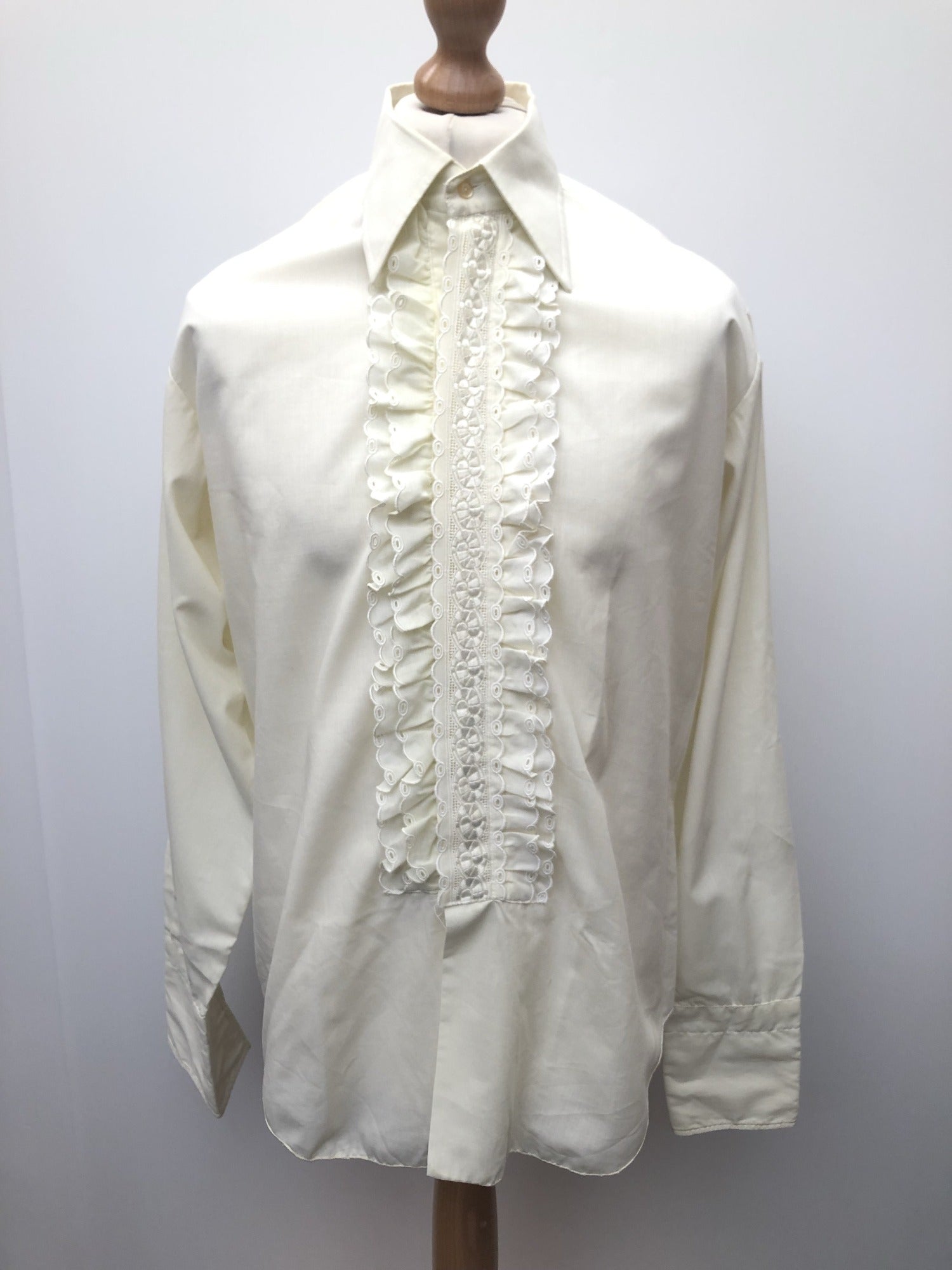 1970s Ruffle Tuxedo Shirt by Rael Brook of England Size XL XL