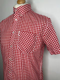 vintage  Urban Village Vintage  urban village  small  skinhead  skin  short sleeved  short sleeve  Shirt  red  print  Mens Shirts  mens  gingham  button  brutus