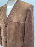 vintage  Three Button  Suede Jacket  Suede  St Michael  pockets  Mens jacket  mens coat  M  Leather Jacket  leather etching  Leather Coat  Leather  knitted  jacket  decorative buttons  dark brown  cardigan  cardi  button down  brown leather  brown  70  3 button  1970s
