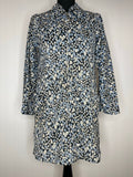 1970s Blue Ditsy Pointed Collar Micro Mini Dress - UK 10