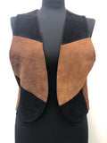 womens  waistcoat  vintage  Urban Village Vintage  urban village  Suede Jacket  Suede  sleevless  short  Patchwork waistcoat  patchwork  Jacket  fringing  festival  brown  black  70s  1970s  12