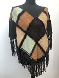 Denim Co  western  vintage  poncho  patchwork  One Size  navajo  Ecuador  cape  brown  70s  60s  1970s  1960s