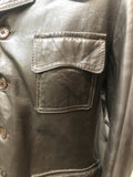 vintage  mens  Leather Jacket  Leather  L  Jacket  Fitted  brown leather  brown  70s  1970s Urban Village Vintage