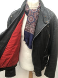 XL  vintage  Motorcycle  mens  Leather Jacket  Leather detailing  Leather  Jacket  fringing  Black Leather  Black  Biker Jacket  Biker Urban Village Vintage