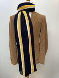 Yellow  Wool Blend  wool  vintage  Urban Village Vintage  urban village  Stripes  striped  shepard and woodward oxford  pure wool  One Size  MOD  college scarf  blue  60s  1960s  100% Wool
