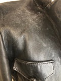 vintage  Urban Village Vintage  urban village  swear and wells  safari  s  pockets  mens  long sleeve  Leather Jacket  Leather  front pockets  chest pockets  Black Leather  Black Jacket  black  Belted waist  belted jacket  belted  belt  70s  1970s